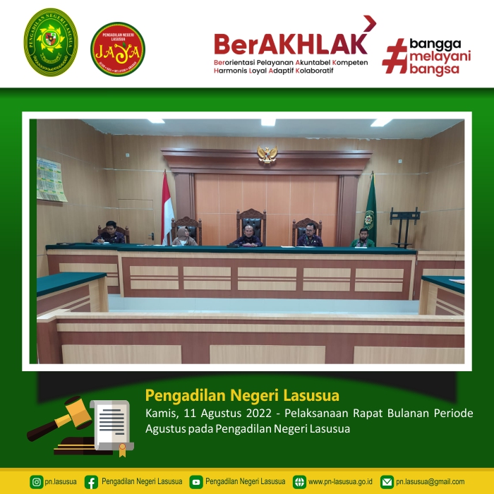 Rapat Bulanan Pengadilan Negeri Lasusua Periode Agustus 2022